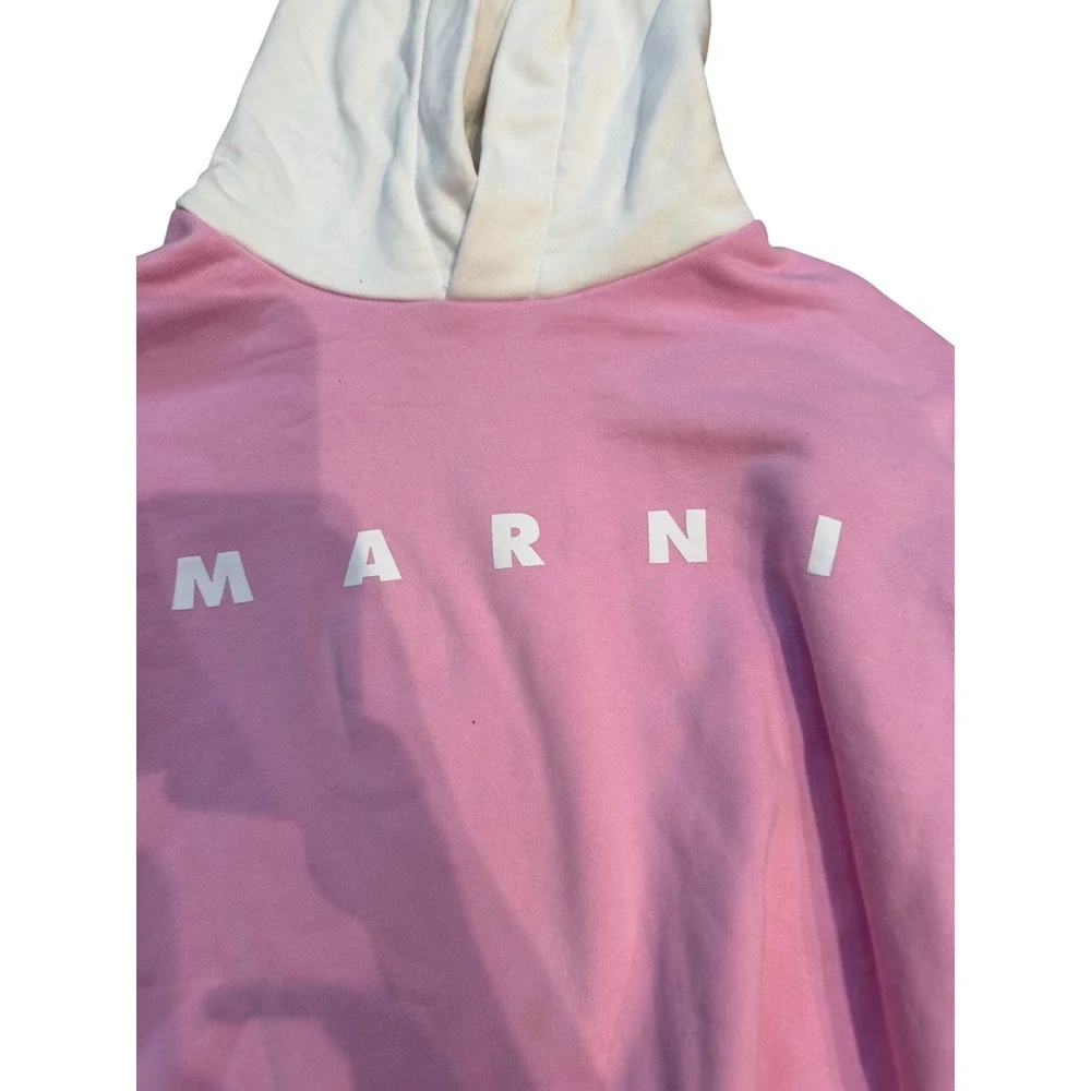 Marni Kids Pink White Contrast Logo Hoodie Sweatshirt Size 10 Cotton Bulgarian